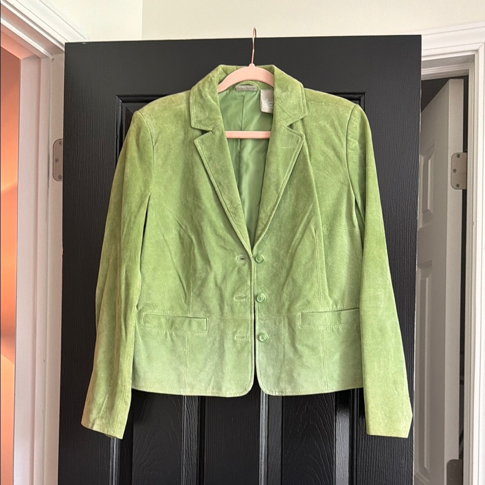 1990s vintage field gear Green Velvet Women's Blazer Jacket